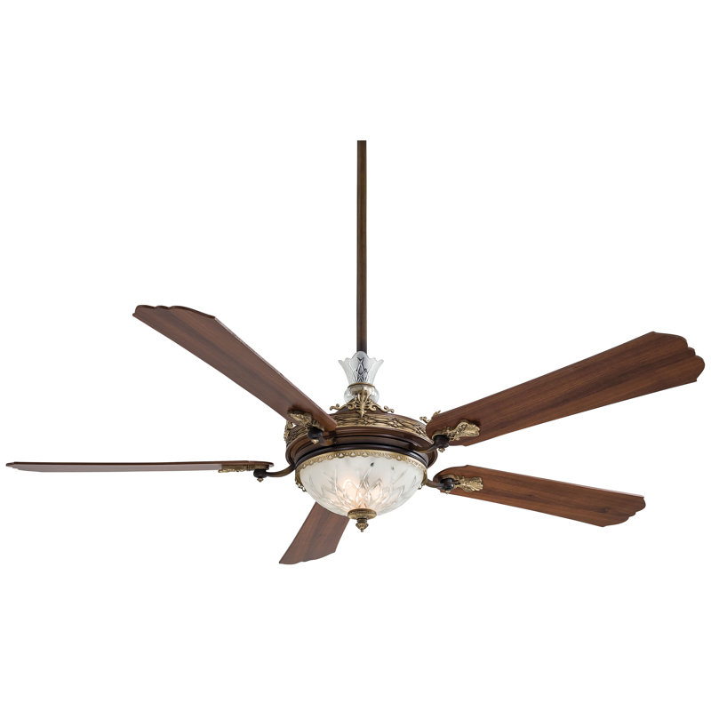 Cristafano 68" Belcaro Walnut Ceiling Fan with Etched Glass Shade