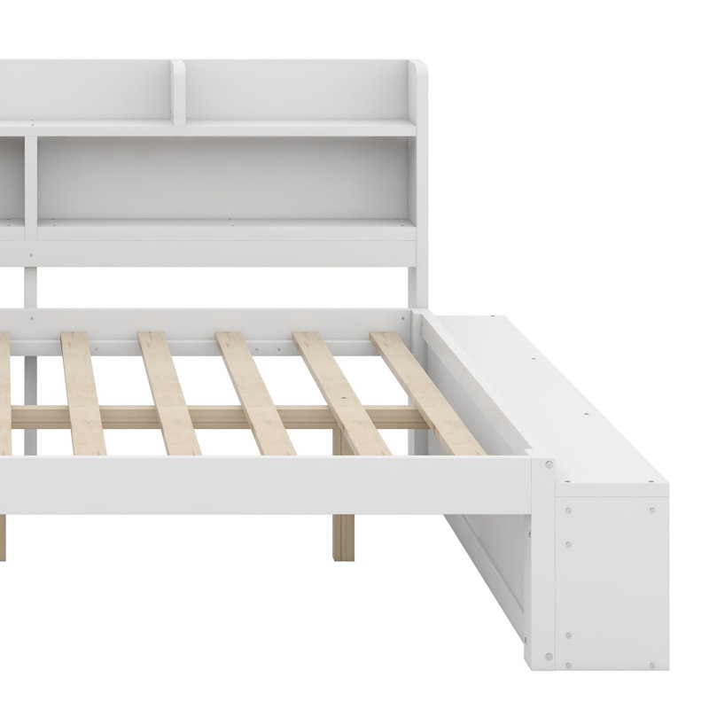 Lit de jour peu encombrant avec rangement intégré et ports USB, Blanc