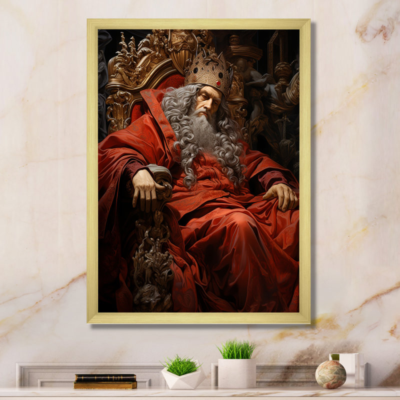 «Modern Judaism Solomons Royal Throne I», reproduction d'art sur toile, Cadre doré simple, H 40 po x l 30 po x P 1,5 po