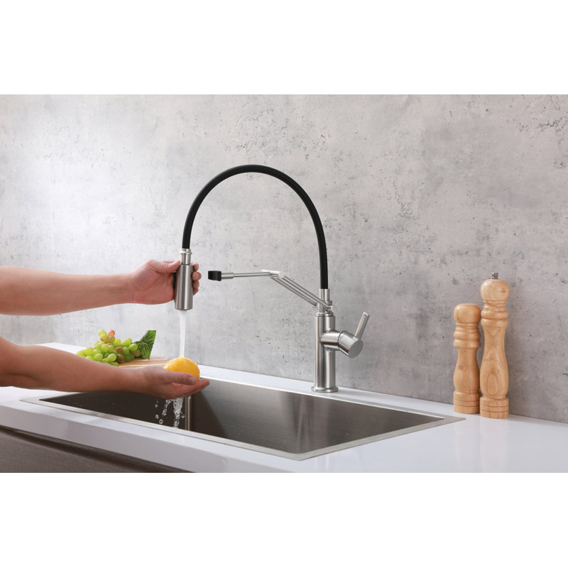 Elegant Home Living Leonardo Pull Down Spray Kitchen Faucet, Brushed Nickel