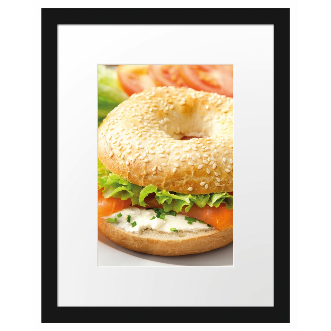 Gerahmtes Poster Frischer Lachs Bagel