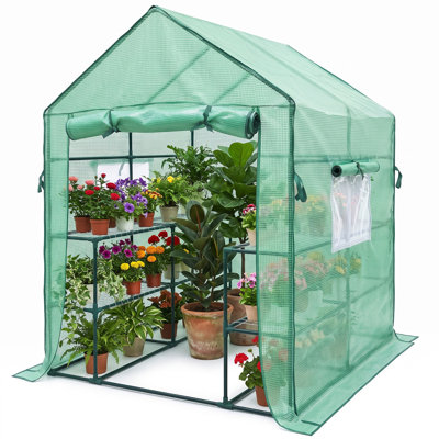 Serre portative avec porte à fermeture à glissière, porte à 2 niveaux pour plantes d'extérieur, serre de jardin de 76,8 pouces de hauteur, serre imperméable protégée contre les rayons UV pour les patios de jardin