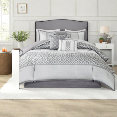 Ensemble de literie élégant en polyester gris pour la décoration intérieure