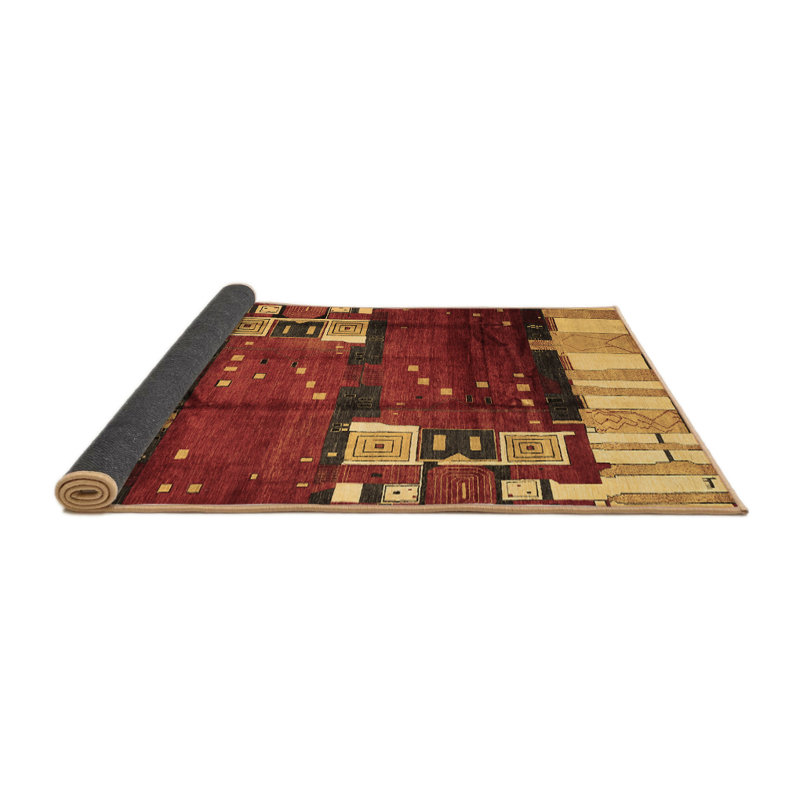 Tapis oriental tissé à la machine Planell en beige / rouge / vert, Carré 7 pi