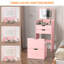 Meuble-lavabo à miroir 3 modes d'éclairage avec 2 tiroirs coulissants et tabouret de rangement caché-2013909882