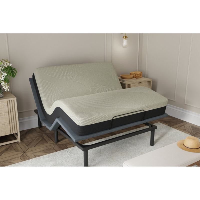 Grand matelas en mousse viscoélastique imprégnée de gel, grand de 12 po, avec plateau serré, 3 lb Mousse alvéolée, support pour disque dur, housse amovible, taille de matelas noir gris, po +