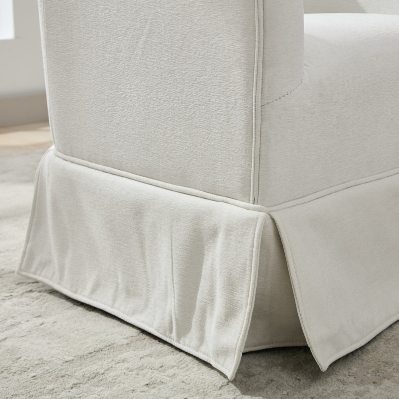 Upholstered Swivel Barrel Chair Set Of 2, White
