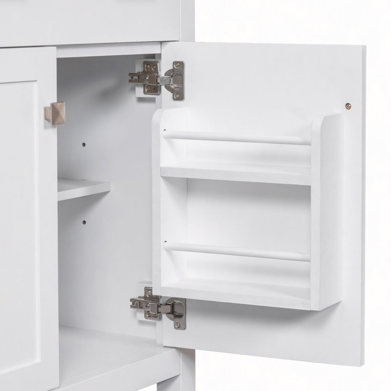 Meuble-lavabo de 30 po avec lavabo en céramique, armoire de salle de bain simple blanche avec 2 portes et une tablette, portes à fermeture douce