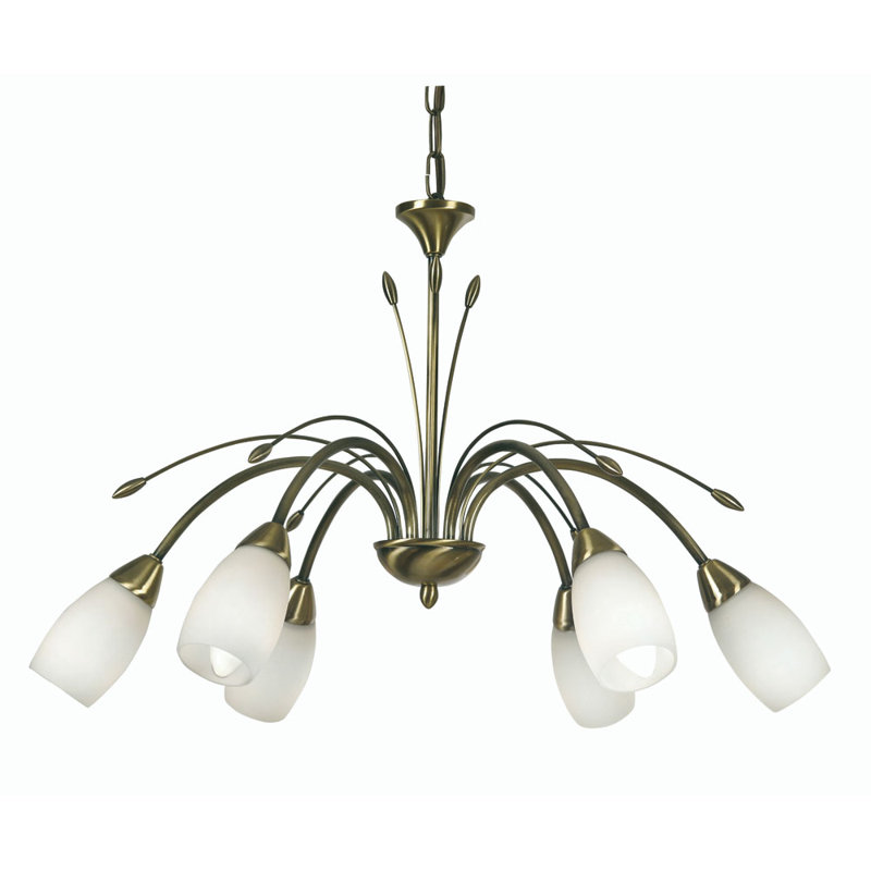 Bradwood 6 - Light Shaded Chandelier, Antique Brass