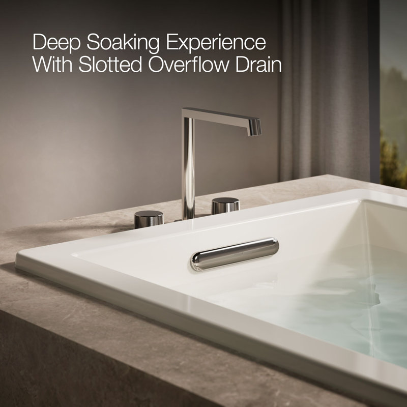 66" x 36" Whirlpool Acrylic Bathtub with Heater, Biscuit