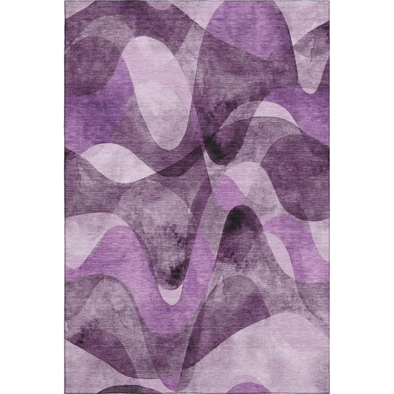 Premium Machine Washable Mayfield AMF536 Purple, Rectangle 9' x 12'