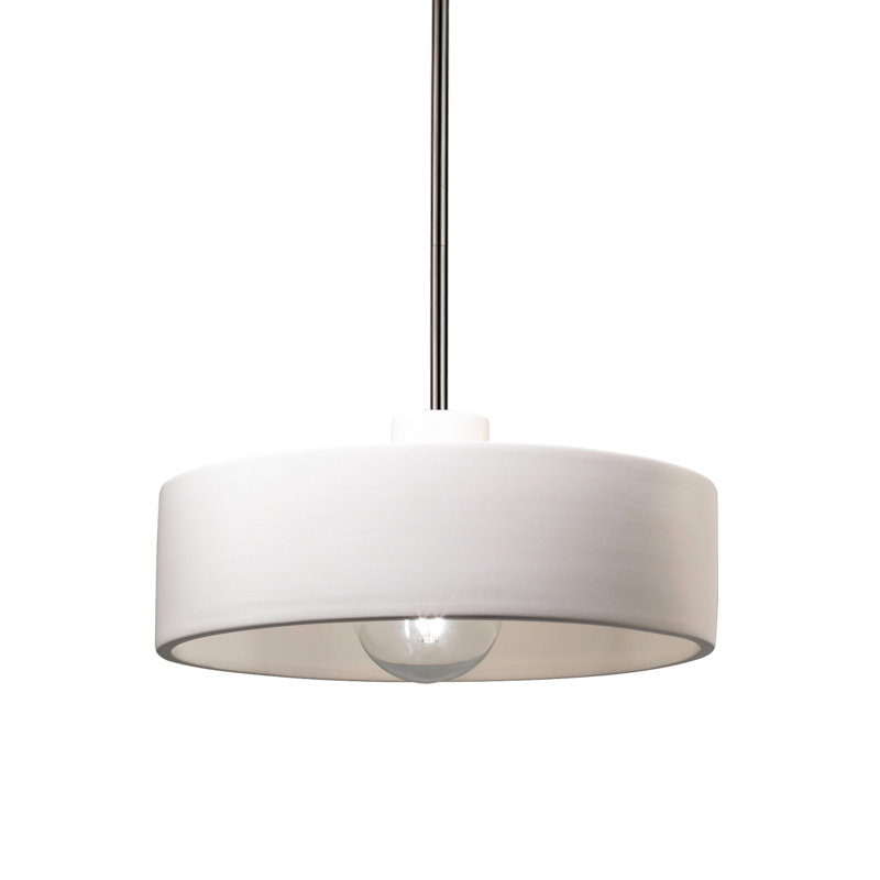 Riverside 1 - Light Drum Pendant, Bisque/Brushed Nickel, Carbon Matte Black
