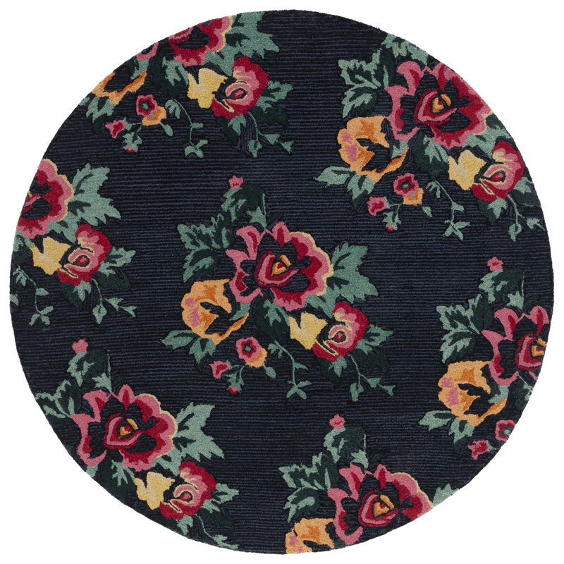Melia Hand Tufted Wool Floral Rug, Round 6'