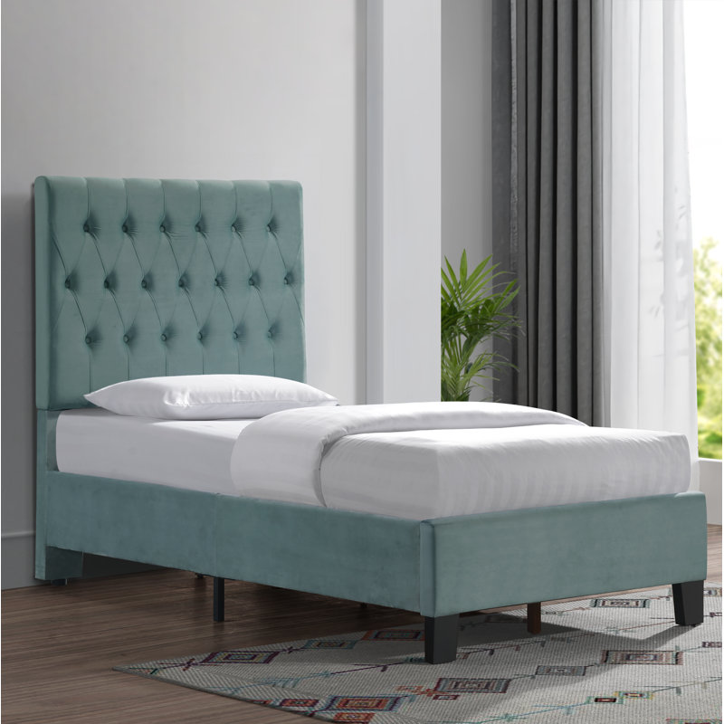 Kayden Upholstered Standard Bed, Twin, Light Blue