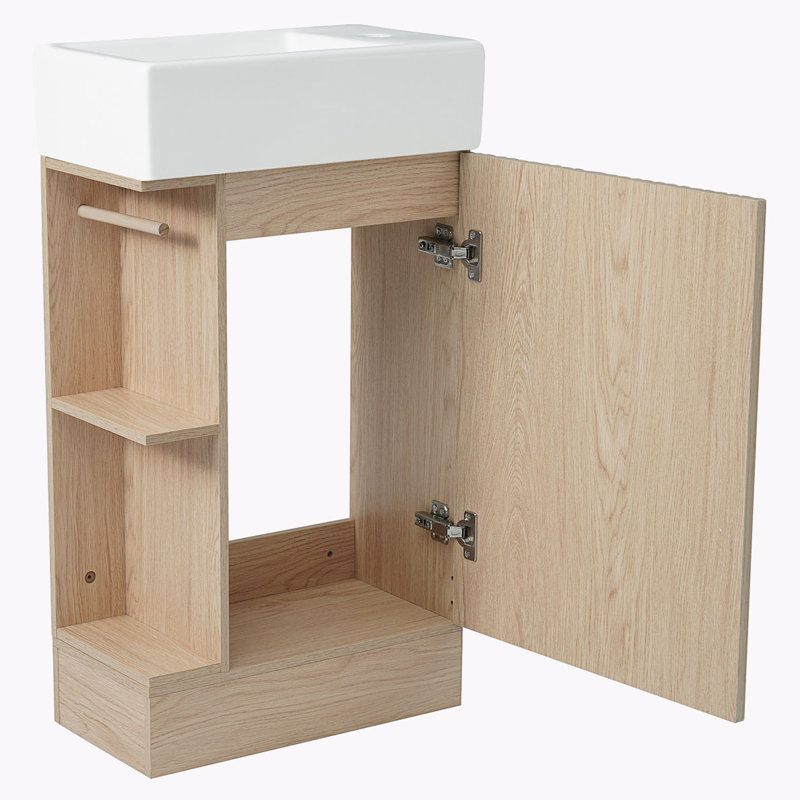 Meuble-lavabo avec lavabo pour la salle de bain, Naturel