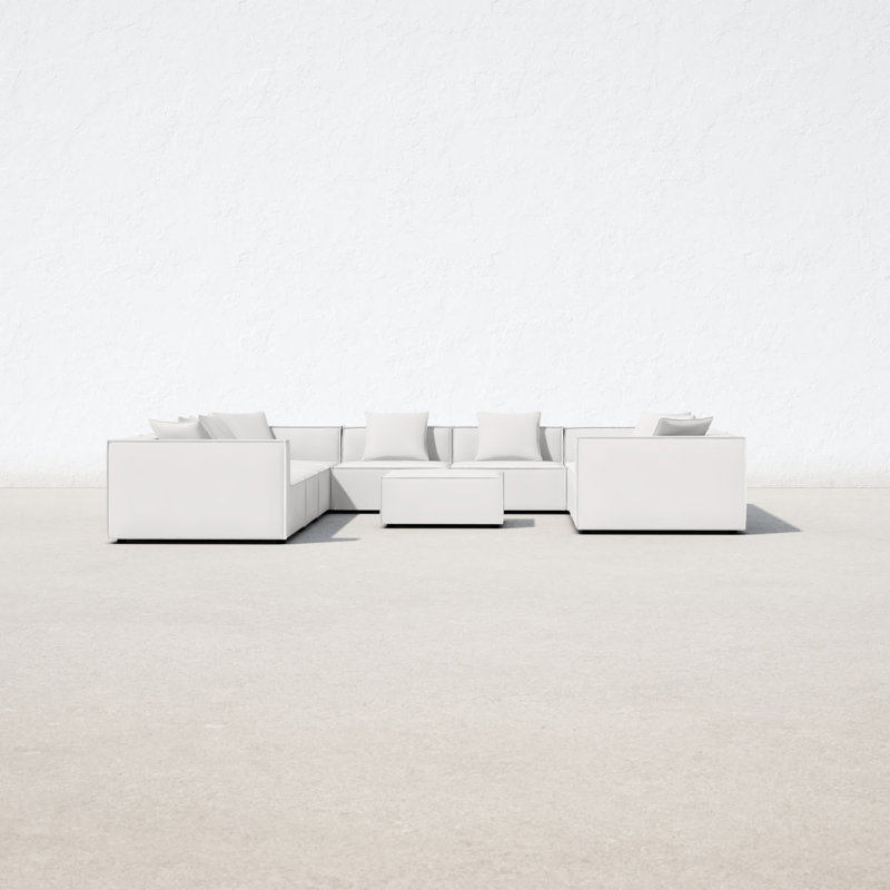 Canapé modulaire rembourré pour l'extérieur Saybrook, Blanc