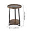 Table d'appoint ronde brune à 2 niveaux avec tablette de rangement ouverte, table de chevet moderne avec ports de chargement USB et CA pour le salon, la chambre à coucher et le bureau