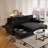 83.5" Wide Corduroy Reversible Sleeper Sectional with Storage Chaise & USB Ports-398328570