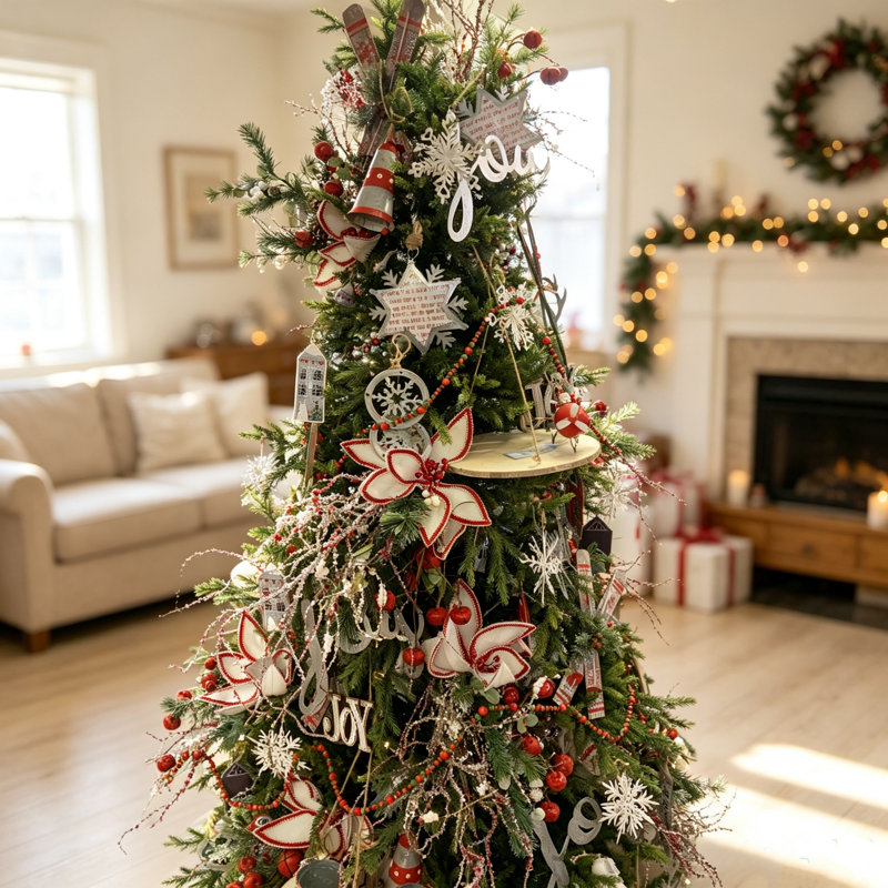 Ensemble de 6 crochets décoratifs en forme de flocon de neige en forme d'arbre de Noël suspendu 6,1 x 1,8 x 6,3 pouces pour des décorations de fêtes