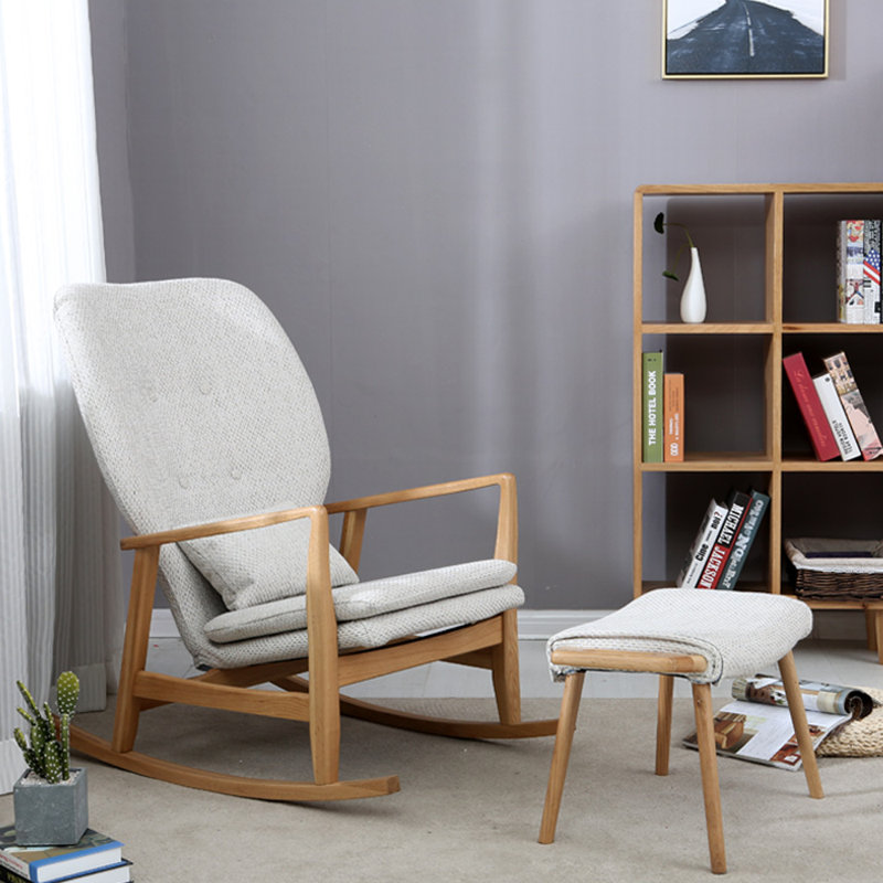 Chaise berçante en chêne, Gris foncé
