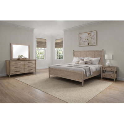 Dana Heights Panel Bedroom Set – Herringbone Headboard, Mindi Veneer Wood, King & Queen Options