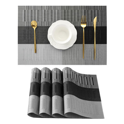Ensemble de 4 napperons rectangulaires en PVC - Tapis de table tissés antidérapants résistants à la chaleur, lavables et durables
