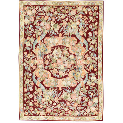 Hand-Knotted High-Quality Red and Beige Area Rug