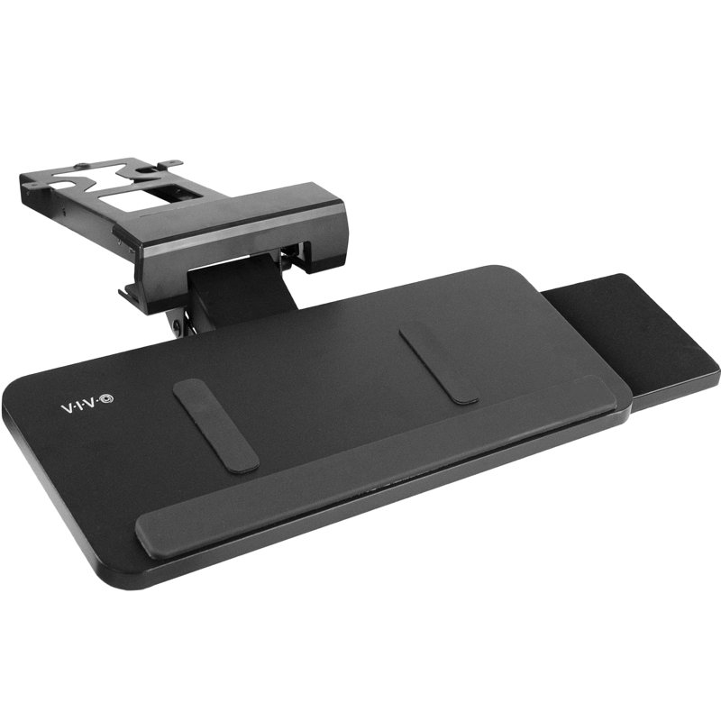 Extra Large Black Adjustable Keyboard Tray with Slide-Out Mouse Platform