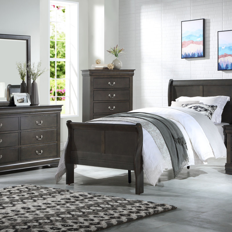Louis Philippe Dark Gray Nightstand