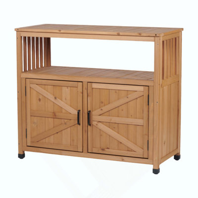 Ensemble de table de bar en bois avec rangement, buffet pour armoire d'extérieur et d'intérieur
