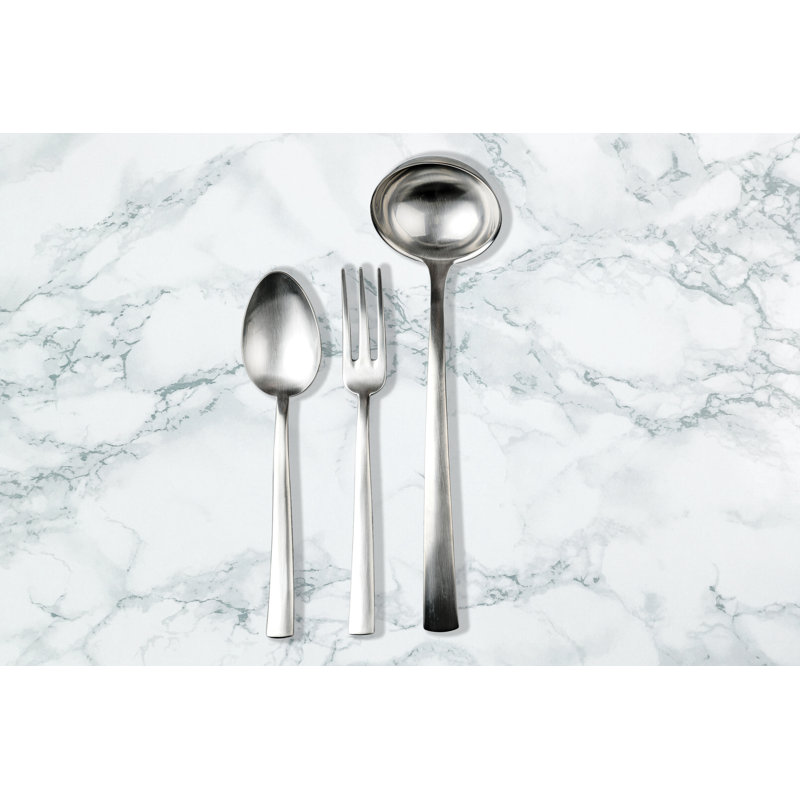 Levantina 3 Piece Stainless Steel (18/10) Wood Stainless Steel Hostess Set, Ice