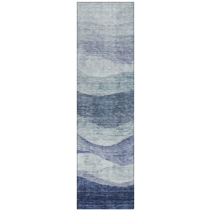 Machine Washable Indoor/Outdoor Chantille ACN1141 Blue Rug, Runner 2'3" x 7'6"