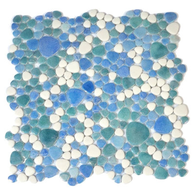 Glass Tile Love 12x12 Pebble Mosaic 10.76 sqft/case, Ideal for Kitchen Backsplash Bathroom Pool Tile