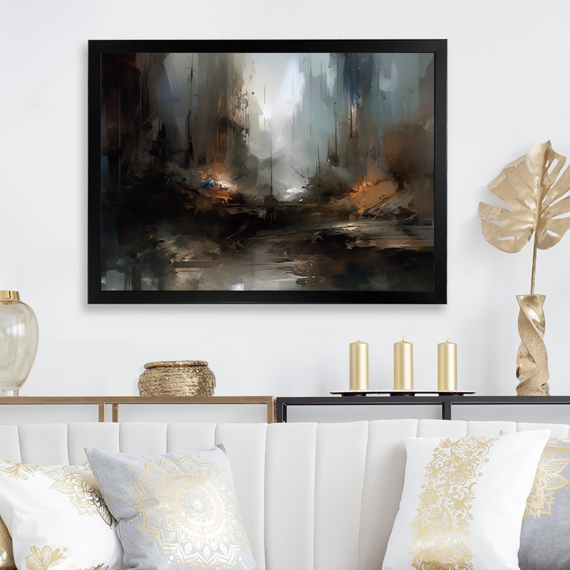 «Misquamiqueut Delicate Brushstrokes Abstract I», reproduction sur toile, H 24 po x l 32 po x P 1 po, Cadre photo noir