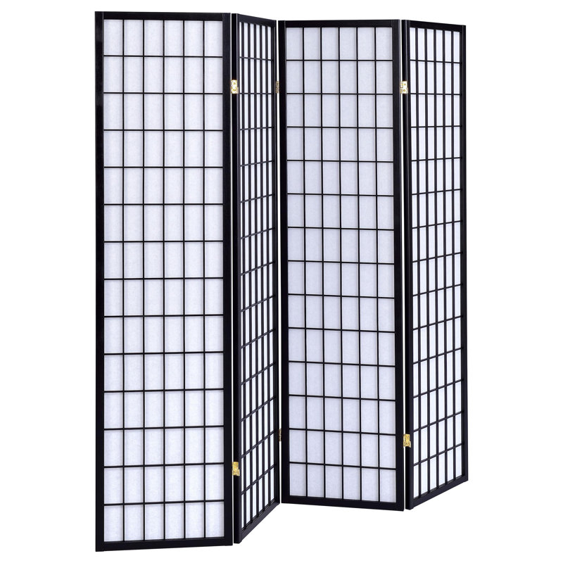 Cloison 4 panneaux en bois massif l 69,5 "x H 70,25" Ashwika - Noir, Noir, 4, H 70,25 po x l 69,5 po x P 0,75 po