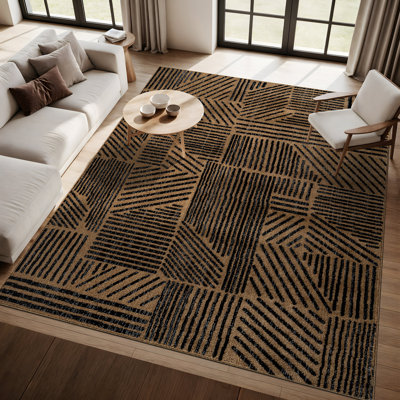 Tapis géométrique noir / ivoire Rambo