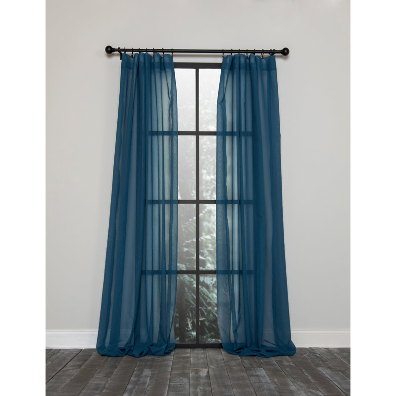 Belasquez Semi Sheer Curtain Single Panel, 54" x 96", Blue