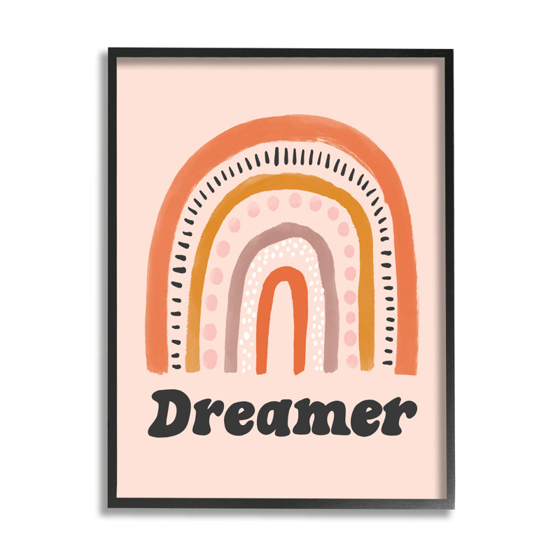 Dreamer Sentiment, fantaisie, arc-en-ciel, orange, rose, H 30 po x l 24 po, Cadre noir