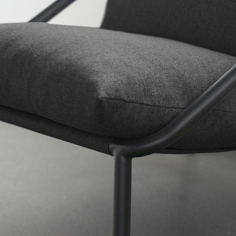 Ayatt Modern Metal Frame Sling Accent Armchair, Logan Dark Grey