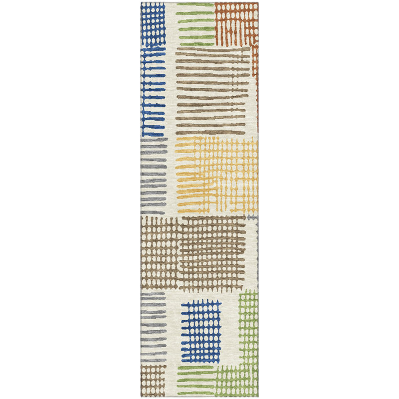 Premium Machine Washable Pinkston Geometric Rug, Runner 2'3" x 7'6"