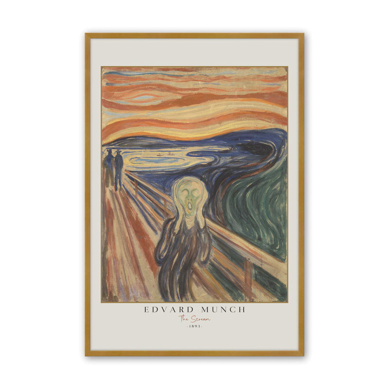 «The Scream» par Edvard Munch v3 , Or poli, H 15,25 po x l 12,25 po