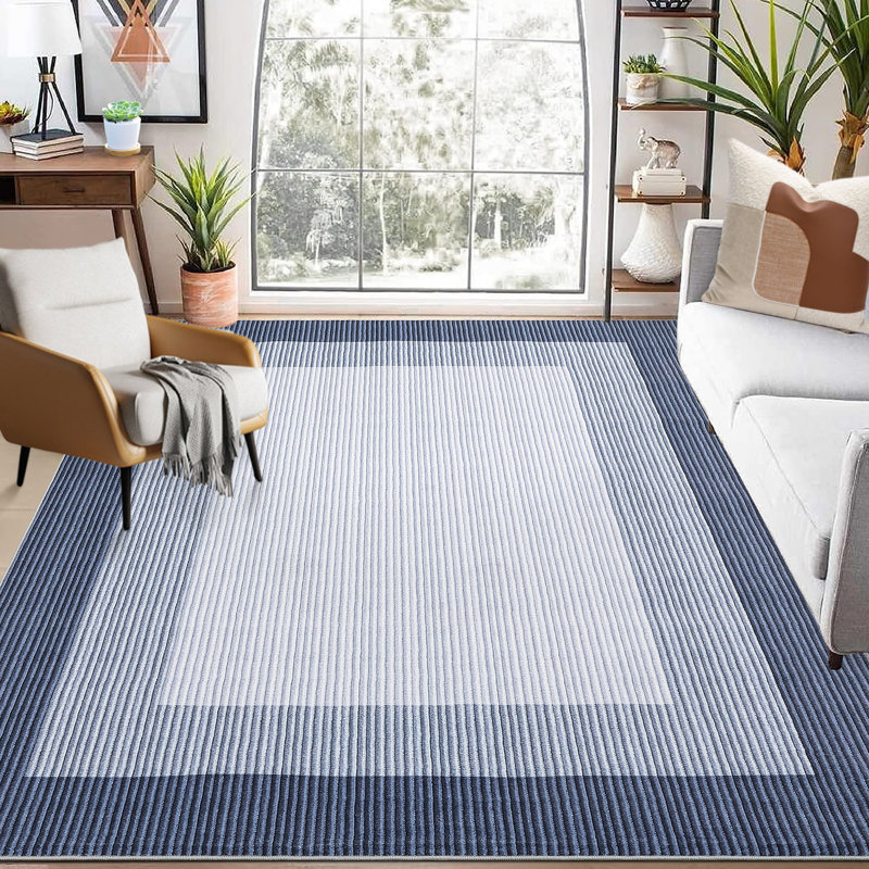  Area Rugs 8x10 Abstract Living Room Rugs StainResistant Contemporary Carpet NonSlip Washable Bedroom Rugs Foldable Rugs for Dining Room Office Blue