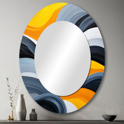 Miroir mural moderne bleu et jaune Ocean Steam Lines III