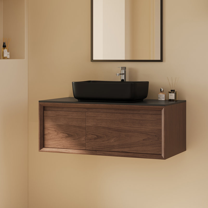 Meuble-lavabo moderne 48 po brun, 36'', Noir