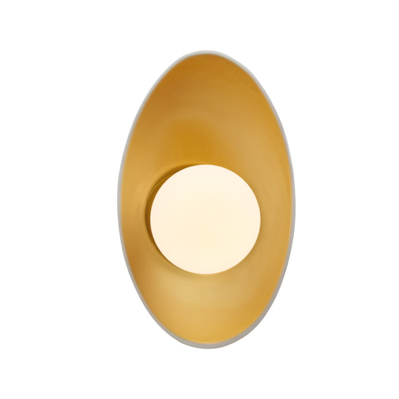 Azem Ceramic Wall Sconce, Matte White/Champagne Gold