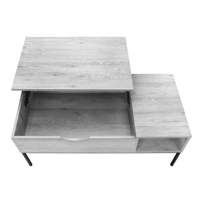 Table basse, L 42 po, rectangulaire, cocktail, plateau relevable, métal, contemporain, moderne, Gris