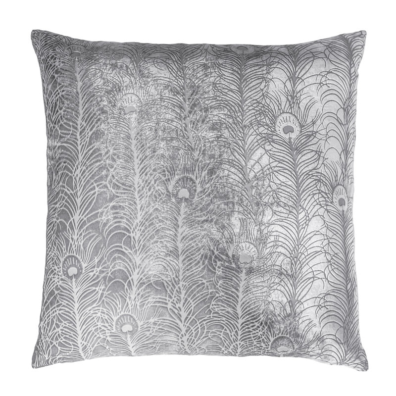 Peacock Feather Square Velvet Pillow Cover & Insert, Square 18", Aruba