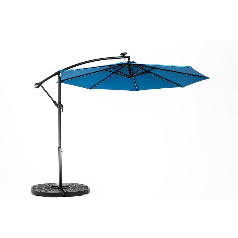 Parasol solaire suspendu décalé de 10 pi, conception fonctionnelle - patio à DEL bleu foncé aux éléments, Bleu très foncé