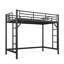 Lit mezzanine simple TG avec échelles, lit mezzanine simple en métal pour adultes, adolescents, enfants, amplement d'espace sous le lit et aucun sommier nécessaire, noir-130169946-130169951