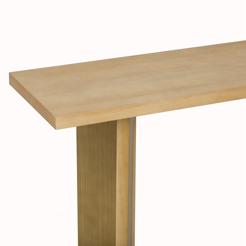Console avec placage de pin et pieds géométriques, Naturel